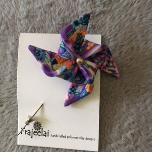 Frajeelai clay pinwheel pin